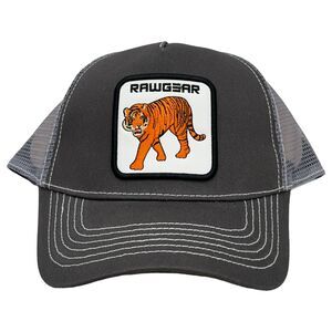 RawGear Wild Tiger Trucker Hat Men One Size Black Gray Cotton Mesh Back Snapback